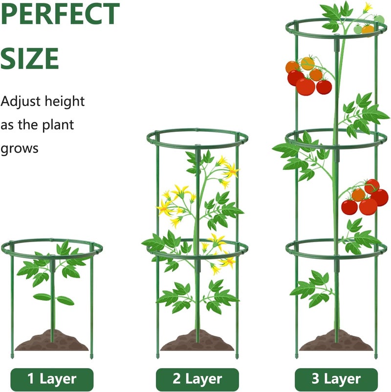 SIBRANT 12Packs Plant Support Stakes Half Round Plant Stakes for Indoor Plants, Stackable 3 Tier Garden Flower Support, Plant Cages for Tomato,Monstera, Peony, Hydrangea, Climbing Plants - Image 2
